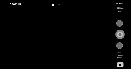 Video Recording Camera Screen Zoom In Animation with Red Flashing Circle. 4K Animated Camera Viewfinder Overlay with Recording Indicator. Cinematic Digital Camcorder Screen Zoom - Powered by Adobe
