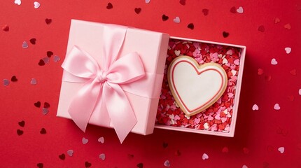 Heart-shaped cookie in decorative box