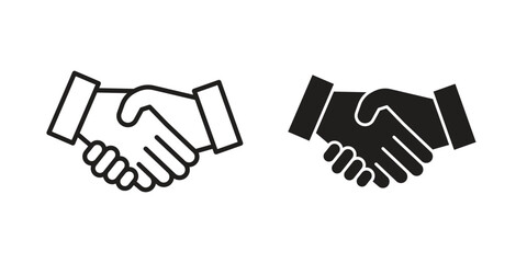 Obraz premium Partnership icons in black glyph and liner versions for design.