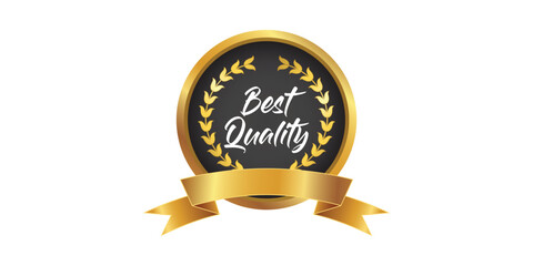 Vector round-golden best quality badge with ribbon design fully editable high quality