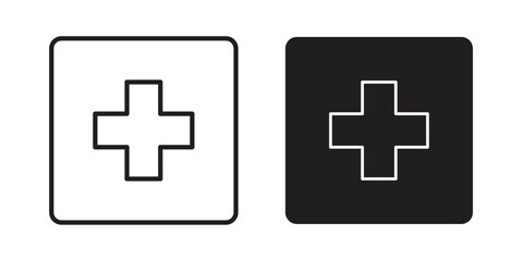 Obraz premium Plus icons in black glyph and liner versions for design.