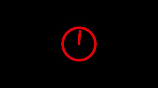 Digital clock icon animation, analog new clock icon animation, spinning clock icon animation on black background, 4k video
