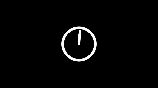 Digital clock icon animation, analog new clock icon animation, spinning clock icon animation on black background, 4k video
