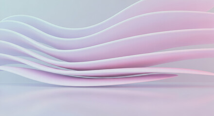 The wavy layers of pastel colored sheets are glowing on a flat surface indoors