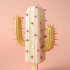 Sweet Cactus Treat Dessert Food Concept Pastel Colors