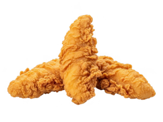 Crispy fried chicken tenders isolated on transparent background