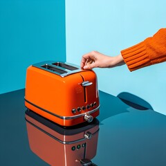 Orange Toaster Breakfast Appliance Kitchen Countertop Modern Design