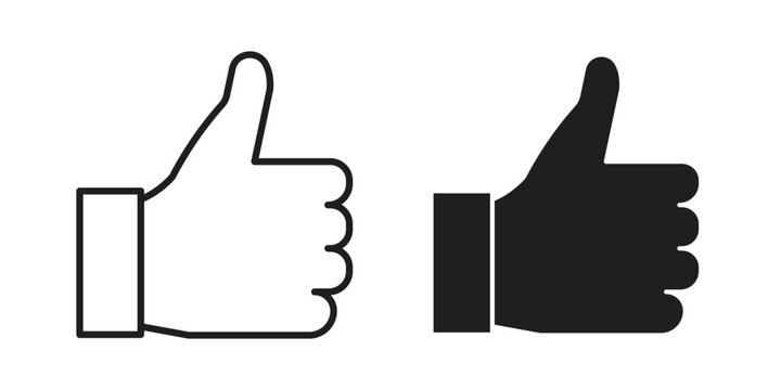 thumbs up icons in black glyph and liner versions for design.