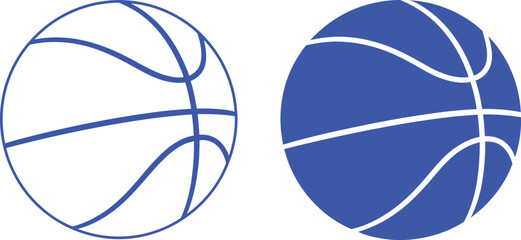 Blue basketball outline and solid blue basketball sport