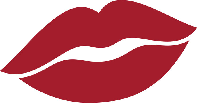 Dark red lipstick kiss mark on woman lips for romantic valentine's day love letter or beauty makeup salon logo design element icon symbol sign isolated object for fashion brand art.