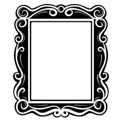 Elegant Decorative Square Frame Vintage Ornate Black Frame with White Border. Vintage Frame.