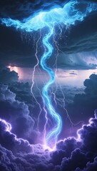 A vibrant electric blue inferno