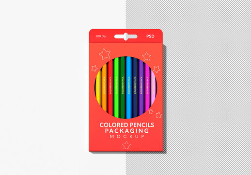 Colored Pencils Packaging Mockup