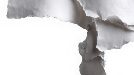 Torn watercolor paper with rough edges and textured surface, isolated on transparency background, creates artistic and creative mood for design or craft projects