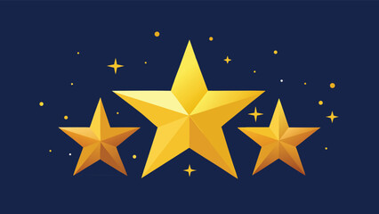 Obraz premium Set of 3 Golden Stars Trio Brighten Up the Scene for Celebration.