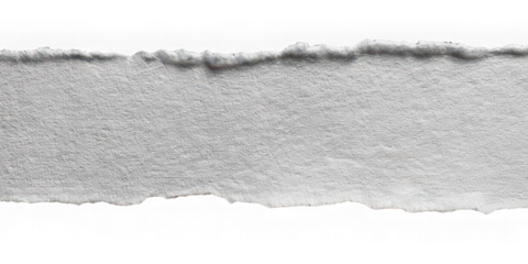 Torn watercolor paper strip with rough edges isolated on transparency background, textured surface, perfect for creative design or scrapbooking projects