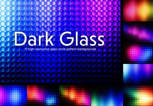 Abstract Dark Glass Circle Background Set