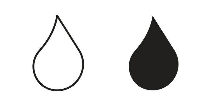 Drop icons for web design set in black stroke and solid style. EPS10