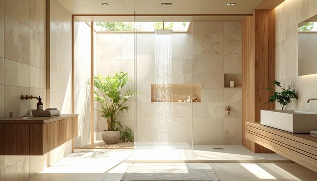Badezimmer mit Dusche und Glaswand