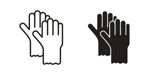 Obraz premium Gloves icons for web design set in black stroke and solid style. EPS10