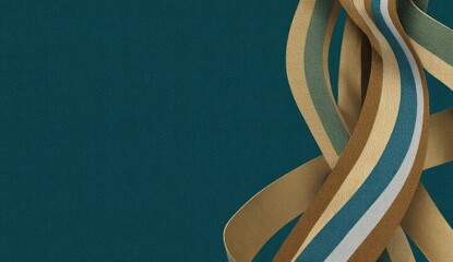 Abstract flowing ribbons against a teal backdrop for creative design use