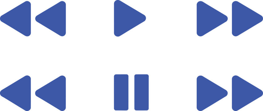 Blue media player rewind play pause fast forward