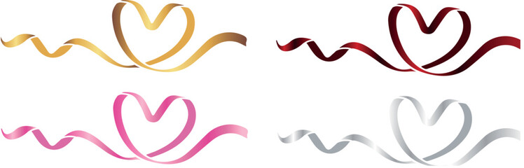 Obraz premium set of hearts made of thin ribbons in decorative frames with different gradients, for the design of postcards, banners or posters