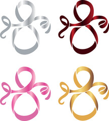 Obraz premium set of decorative ribbons with various gradients that fold into a figure eight shape, decorative frame for March 8, for the design of postcards, banners, posters