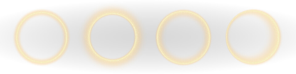 Neon glowing golden circular ring overlay with circle particles light effect luminous ring frame, sphere, orb, globe, round, halo, portal glow on transparent PNG background © SharminAkter