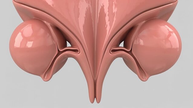 3D Animation of the Prostate Gland and Seminal Vesicles on Grey Background