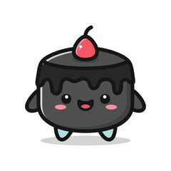 Fototapeta premium Cute Cartoon Chocolate Cake Character Illustration