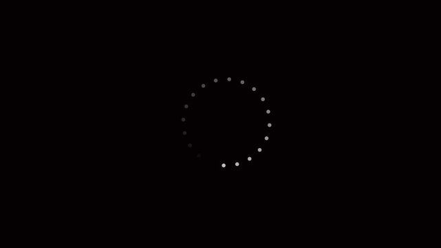 Neon light glowing white color circle frame animation. Neon circle loading icon animation on black background.  loading bar line progress loop Animation video transparent background with alpha channel