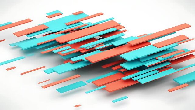 Dynamic Abstract Rectangles: Turquoise and Coral Composition