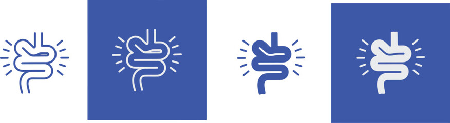 Obraz premium Intestine with radiating lines on blue and white backgrounds