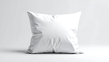 White Square Pillow Mockup on a Clean White Background.