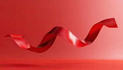 A flowing red ribbon or fabric, captured in a smooth, curved motion against a red gradient background, creating a vibrant and fluid visual effect

