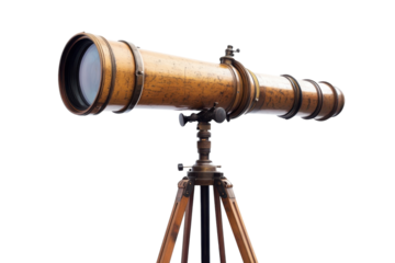 Vintage Telescope on Tripod for Celestial Viewing Astronomy Science Exploration Journey on transparent background