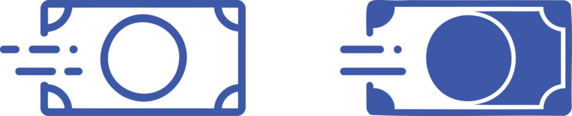 Blue money with motion lines finance cash