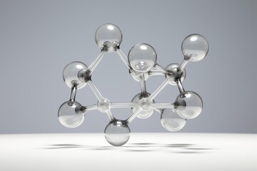 Glass molecular model showing chemical bonds and connected atoms