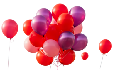 Valentine's day celebration balloons isolated on transparent background