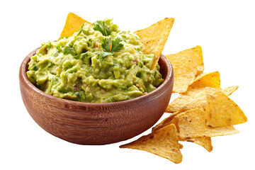 Wooden bowl of guacamole with tortilla chips (1)
