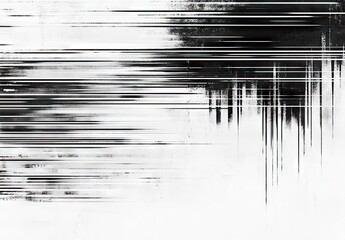 Vertical glitch distortion with cascading white streaks and black noise