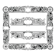 Fototapeta premium Ornate vintage decorative frames and borders with scrollwork for elegant design, isolated on white background