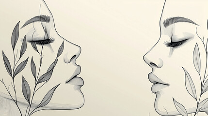 Clean modern line art illustration style for creative branding, packaging, and editorial layouts