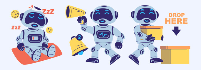 Fototapeta premium A Compilation Of Robot Activities From Sleeping To Working