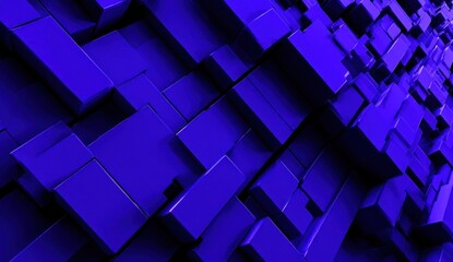 Abstract geometric design with 3 d blue blocks arranged in patterned display