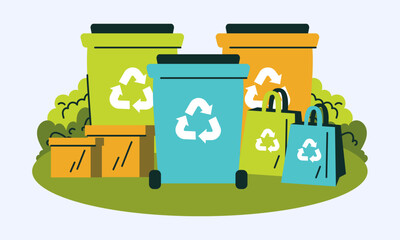Sustainable Waste Management Recycling Bins With Reusable