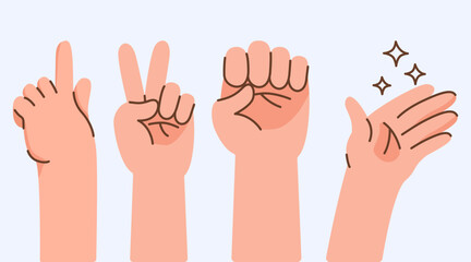 A Set Of Different Hand Gestures Demonstrating Various