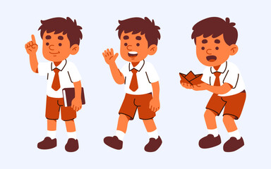 Young Student Boy Character Poses Exploring Learning And Fun