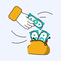 Financial Transaction Outlined Illustrating Income And